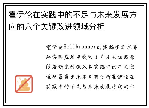 霍伊伦在实践中的不足与未来发展方向的六个关键改进领域分析 霍伊伦在实践中的不足与未来发展方向的六个关键改进领域分析